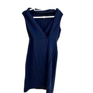 Ann Taylor Petites V Neck Cross Over Button Wrap Dress, Black, Sleeveless, Sz 4P